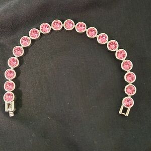 AUTHENTIC Touchstone Bracelet W/Pink Crystals In Silver SS, Sz 7.5